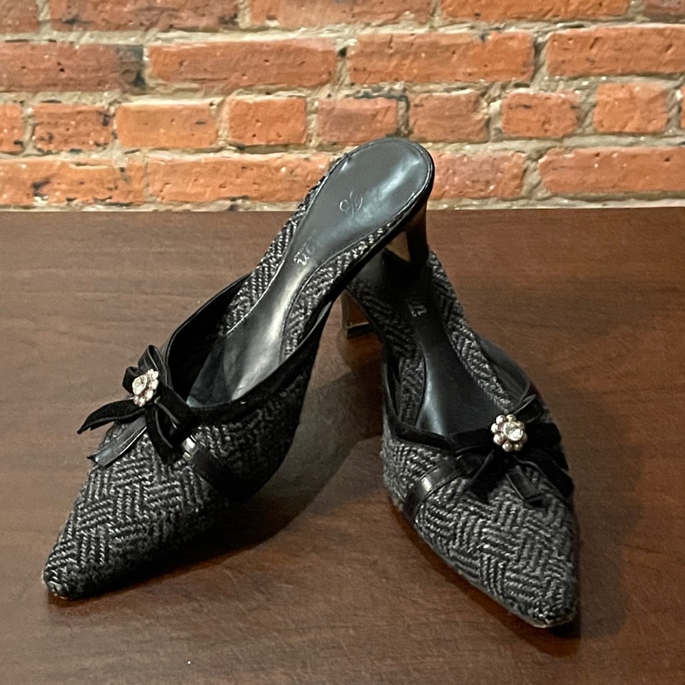 EUC! Brighton Tweed Mules - made in Italy